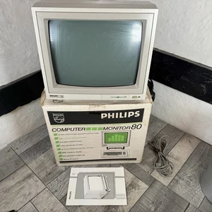 Philips Monochrome CRT Green Computer Monitor 80 BM7502 Vintage Monochrome Prop - Picture 1 of 24