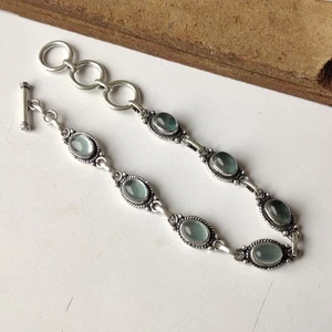 Amazing Aquamarine Bracelet 925 Sterling Silver Anniversary Gift Bracelet PG8301 - Picture 1 of 4