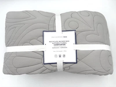 Pottery Barn Dorm Recycled Microfiber Autumn Floral Comforter Twin XL Grey Gray - Image 1 of 3
