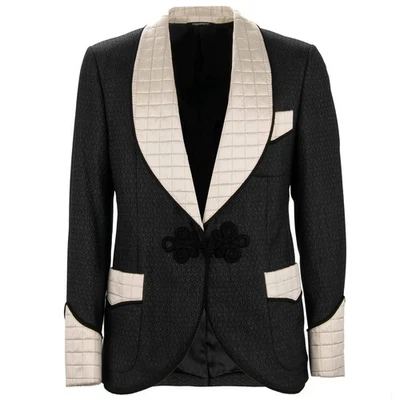 Blazer Chaqueta Esmoquin DOLCE & GABBANA Barroco Japón Lana Negro Blanco 48 EE. UU. 38 M Foto 1 de 4