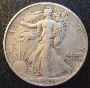 1941 P Walking Liberty Half Dollar, VF/EF, 90% Silver Coin (41PAC3) - Picture 1 of 4