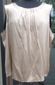 Talbots Plus Size 24W Tank Top, 100% silk, pleated neckline, gold shimmer - Picture 1 of 7