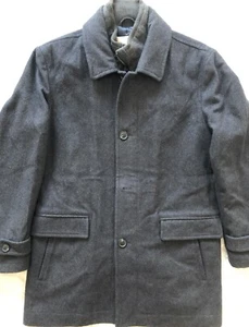 MICHAEL KORS - Men's Blue Charcoal - Woollen Overcoat w Neck/Body Warmer L Used - Picture 1 of 12