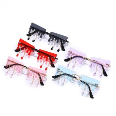 Rimless Wave Eyewear Sun Glasses Tassel Sunglasses Tears Flame Sunglasses - image 1 of 4