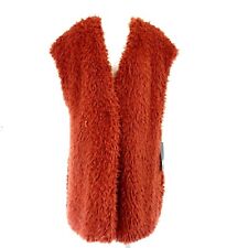 Riani Women's Oversize Fur Ladies Gilet Jacket Waistcoat Vest 38 M Red Faux New
