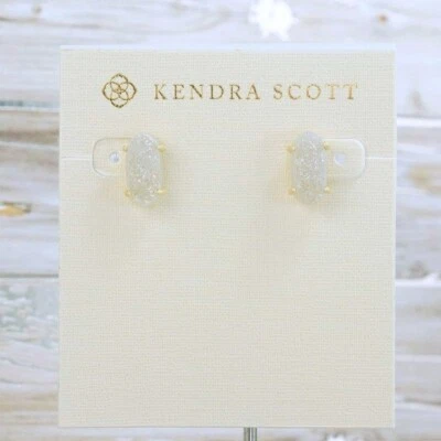 NWOT Kendra Scott Betty White Iridescent Drusy Stud Earrings Gold Tone - Image 1 of 4