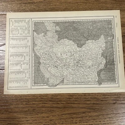 Antique Original 1922 Map Of Persia, Afghanistan Baluchistan 15x11 Inches - Image 1 of 4