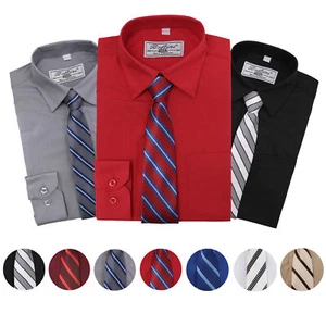 Boltini Italy Boys Kids Toddlers Long Sleeve Dress Shirt Set with Matching Tie - Picture 1 of 8