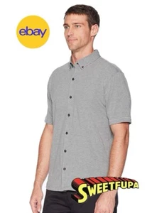 Linksoul Anza Full Button Polo Shirt Golf Short Sleeve Gray Heather Large NWT - Picture 1 of 4