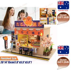 DIY Takoyaki Store Dollhouse Miniature Furniture Kit, light, music, dust cover - Picture 1 of 10