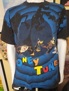 Vintage 90s 1994 Wild Oats Looney Tunes Allover Print T Shirt OSFM XL Taz Bugs - Picture 1 of 6