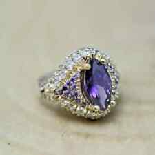 3Ct Marquise Cut Lab-Created Amethyst Halo Wedding Ring 14K White Gold Plated