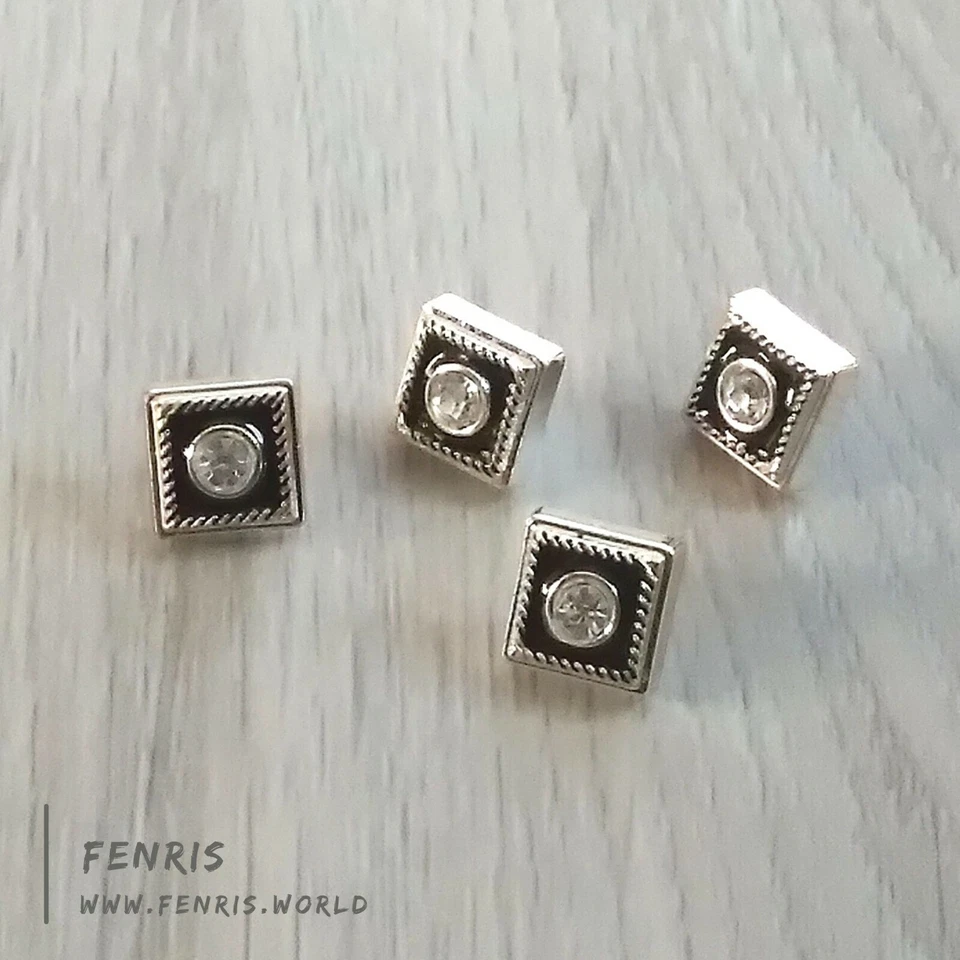 Square Black & Gold Enamel Rhinestone Shirt Buttons 1/2 inch 10 pc set - Image 1 of 1