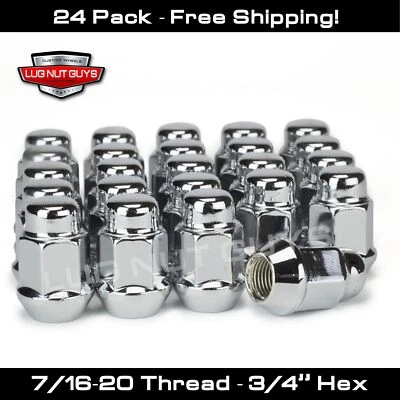 Lug Nuts Bulge Acorn 7/16 Chrome 24 Pieces - Image 1 of 4