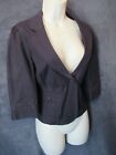 Frenchi BP Black Cotton 3/4 Sleeve Single Button Cropped V Casual Suit Jacket