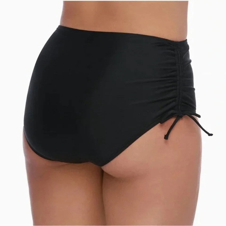 Juniors так плюс размер высокая талия рюш бикини нижняя сторона галстук черный новый с Ярлыками Sz 3 X - Изображение 1 из 4