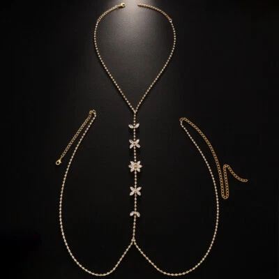 Women Rhinestone Necklace Butterfly Waist Jewel Metal Body Chain Bling 35551 - Image 1 of 4