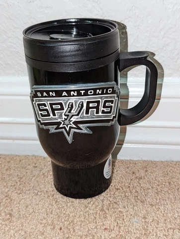 NBA San Antonio Spurs Black Mug with Black Lid   6.5 "Tall Cover
