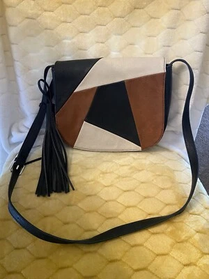 Cartera bandolera negra/marrón/bronceada con retazos de Envy Foto 1 de 4