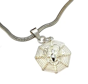 ausgefallener 925er Silber Anhänger Spinnennetz mit Spinne und Schlangen Kette - Bild 1 von 3