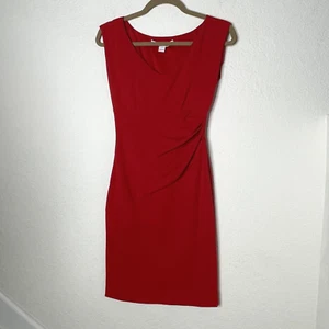 Diane von Furstenberg DVF ärmelloses Bleistiftkleid Größe 0 rot gerafft - Bild 1 von 15