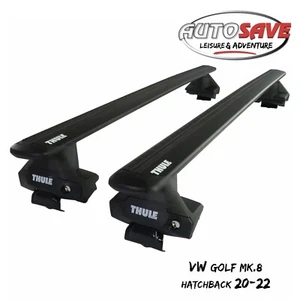 Thule WingBar Evo Black Roof Bars Set to fit VW Golf Mk.8 Hatchback 20-22 Pair - Picture 1 of 1