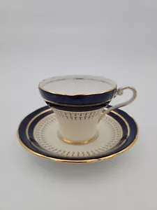 Platillo de taza Aynsley English Bone China azul cobalto dorado floral diseño 7249 - Imagen 1 de 7