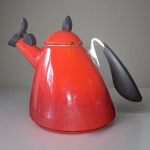 VTG Le Creuset Enamel Tea Kettle 1.7 Qt Cerise-Red Kone Side Handle *Read, As Is - Picture 1 of 10
