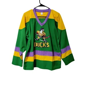 Neu ohne Etikett Mighty Ducks Dean Portman #21 D2 V-Ausschnitt Hockey Trikot grün/gelb Herren S - Bild 1 von 9