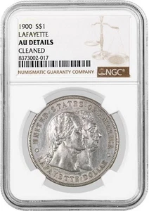 1900 $1 Lafayette Commemorative Silver Dollar NGC AU Details Cleaned Coin - Picture 1 of 4