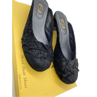 Mulas Old Money Salpy de cuero de encaje negro hechas a mano para mujer 8,5 cabañas Foto 1 de 4