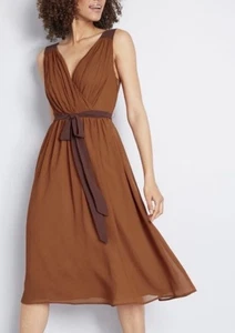 ModCloth XL  Wholly Romantic  Autumn Orange Flowy Midi Dress New - Picture 1 of 5