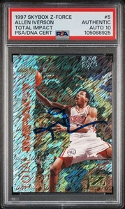 Allen Iverson Signed 1997 Skybox Z-Force Total Impact #5 - Auto 10! (PSA/DNA) - Picture 1 of 2
