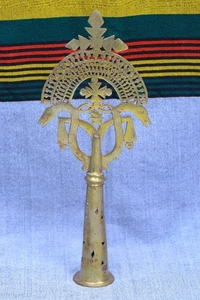 Handheld Ethiopian Brass Cross – Double-Headed pigeons Design – Orthodox Church - Picture 1 of 6