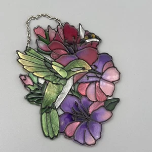 Vitral Joan Baker Vintage Suncatcher Colibrí Abeja Púrpura 4.5" x 3.25" - Imagen 1 de 11