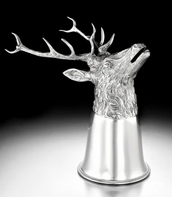 GUCCI : Spectaculaire  Tasse / Coupe de Chasse en Argent massif décor CERF - Photo 1/4