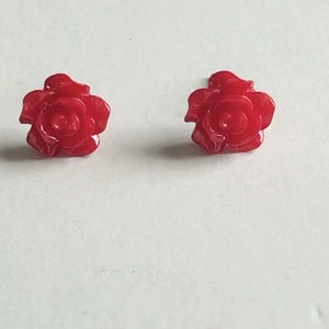 Romantische Ohrstecker Rote Rose (Neu ohne Etikett) - Bild 1 von 5