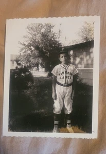 1950s Young Man in a Yard in Baseball Uniform Vintage Photo Found Family Vintage - Picture 1 of 3