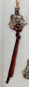 Minimalist Art Deco ▪︎ Wire Wrapped Chondrodite Stone & Leather Necklace Pendant - Picture 1 of 2