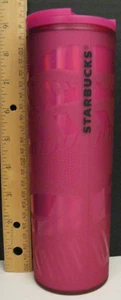 STARBUCKS TEA/COFFEE 16 FLUID OUNCES HOT PINK MAGENTA TUMBLER - Picture 1 of 6