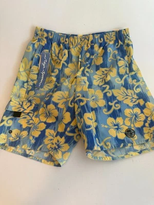 NWT Reyn Spooner Men Swim Surf Trunks Medium Yellow Floral NEW Liner Drawstring - Image 1 of 4