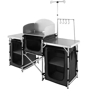 Camping Kitchen Table Folding Outdoor Cooking Table with Storage Carrying Bag - Picture 1 of 7