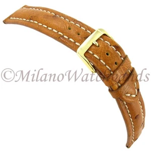 19mm Speidel Honey Tan High Quality Genuine Ostrich Watch Band Made In Italy - Picture 1 of 3
