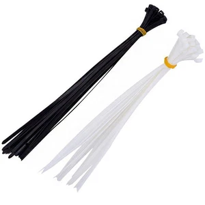 NYLON CABLE CLAMPS 200 x 2.5 MM WHITE OR BLACK 100 PIECES - Picture 1 of 3