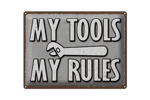 Blechschild Spruch 40x30 cm My tools my rules Metall Deko Schild tin sign - Picture 1 of 5