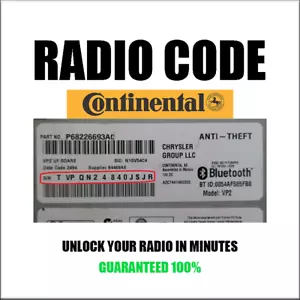 CONTINENTAL VP1 VP2 RADIO CODE AH MEXICO MODELS SECURITY PINCODE SERVICE - Bild 1 von 7