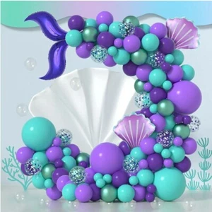 Mermaid Tail Party Decorations Balloon Garland Arch Kit Balloons Purple & Teal - Picture 1 of 7