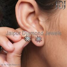 Dainty Star Stud Natural Pave Diamond 925 Sterling Silver Minimalist Earring