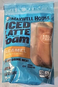 Maxwell House CARAMEL Iced Latte W/FOAM-All In One COFFEE-6 PACK-5.82 OZ/PACK - Picture 1 of 2