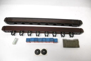 Mahoghany Wood Wall Mount Billiard Cue Holder For 8 Pool Cues, Plus MORE - Picture 1 of 2